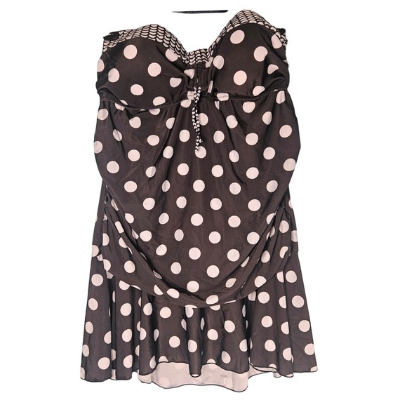 Other - Polka Dot Retro Swim Top Dress Cover Up Plus Size XXL Padded Sweetheart Neck